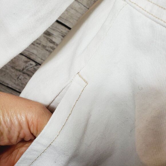 Frye White Denim Button Up Western Mini Dress Cowgirl Americana Size Medium NWOT - Picture 8 of 13